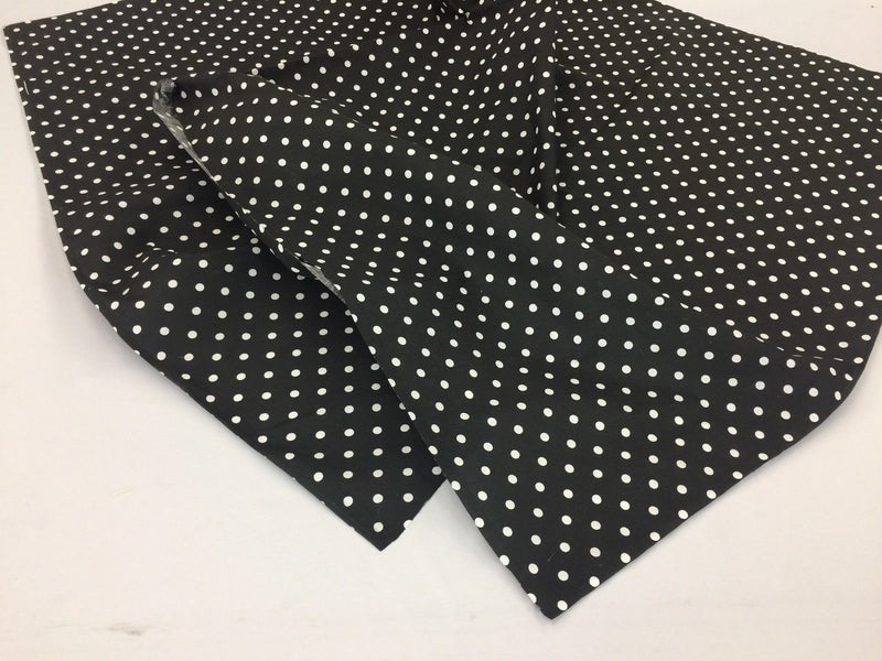 Poly Cotton Print Upholstery & Floral Fabric - Black and White Polka Dot Print -  Sold By The Yard