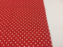 Poly Cotton Print Upholstery & Floral Fabric - Red and White - Polka Dot Print - Sold By The Yard