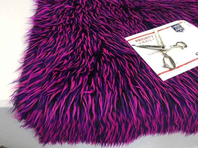 Faux Fur Fabric - Purple and Magenta Decoration Soft Furry Spikes Fabric 60" Wide By The Yard