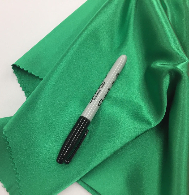 Stretch 60" Charmeuse Satin Fabric - GREEN - Super Soft Silky Satin Sold By The Yard