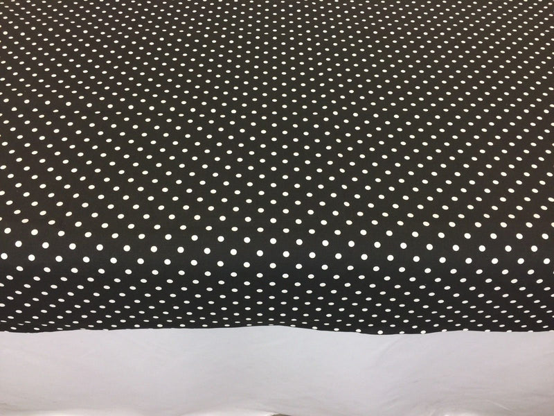 Poly Cotton Print Upholstery & Floral Fabric - Black and White Polka Dot Print -  Sold By The Yard