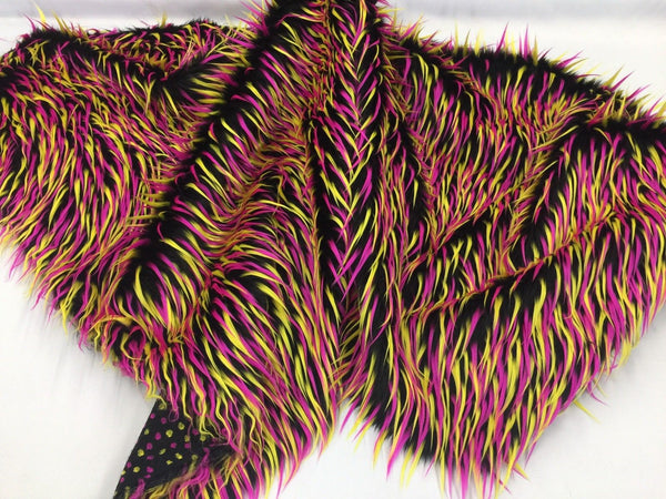 Faux Fur Fabric - Two Tone Spikes Multi-Color Decoration Soft Furry Fabric 60" Wide By The Yard