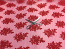 Wedding Dress - Red - French Sequin Flower Design On Mesh Lace Fabric Sold By Yard