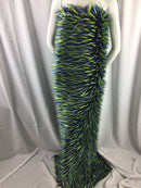 Faux Fur Fabric - Green Two Tone Spikes Multi-Color Decoration 60" Wide Sold By The Yard