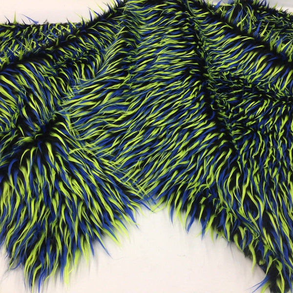 Faux Fur Fabric Two Tone Aqua and Lime Green Spikes Decoration Soft 60