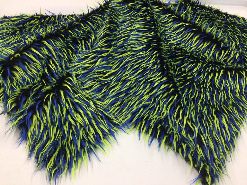 Faux Fur Fabric - Green Two Tone Spikes Multi-Color Decoration 60" Wide Sold By The Yard