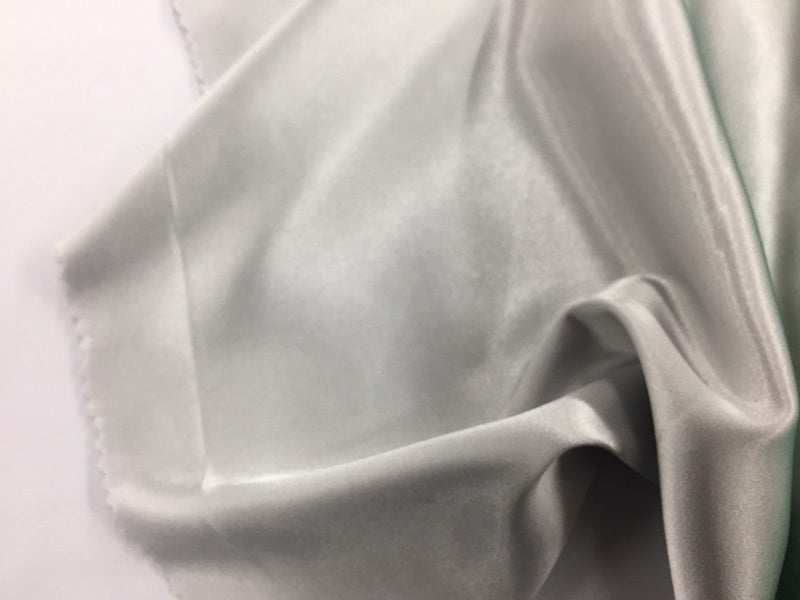 Stretch 60" Charmeuse Satin Fabric - SILVER - Super Soft Silky Satin Sold By The Yard