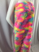 Faux Fur Fabric - Pink Long Pile Multi-Color Decoration Soft Fabric -  60" Wide Sold By The Yard