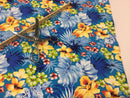 Poly Cotton Print Upholstery & Floral Fabric - Blue Hawaiian Print - Sold By The Yard