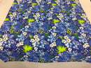 Poly Cotton Print Upholstery & Floral Fabric - Blue and Green Hawaiian Print -  Sold By The Yard