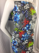 Poly Cotton Print Upholstery & Floral Fabric - Grey Hawaiian Print - Sold By The Yard
