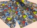 Poly Cotton Print Upholstery & Floral Fabric - Grey Hawaiian Print - Sold By The Yard