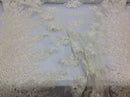 Lace  Fabric - By The Yard Ivory Mesh Bridal Veil Beaded & Sequins Wedding Decorations