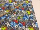 Poly Cotton Print Upholstery & Floral Fabric - Grey Hawaiian Print - Sold By The Yard