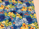 Poly Cotton Print Upholstery & Floral Fabric - Blue Hawaiian Print - Sold By The Yard