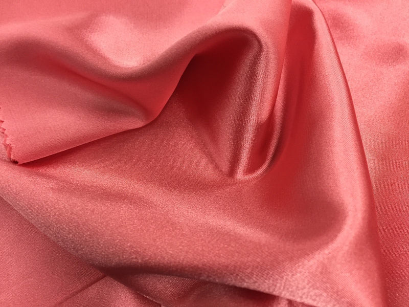 Stretch 60" Charmeuse Satin Fabric - CORAL - Super Soft Silky Satin Sold By The Yard