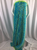 Faux Fur Fabric Two Tone Aqua and Lime Green Spikes Decoration Soft 60" Wide By The Yard