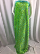 Faux Fur Fabric - Two Tone Lime Green / Aqua Spikes Multi-Color Soft Fur Fabric 60" By The Yard