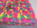 Faux Fur Fabric - Pink Long Pile Multi-Color Decoration Soft Fabric -  60" Wide Sold By The Yard