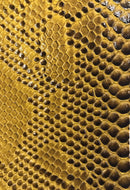 Vinyl Fabric - Gold Faux Viper Snake Skin Leather Upholstery - 3D Scales - By The Yard
