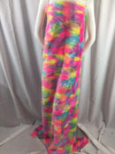 Faux Fur Fabric - Pink Long Pile Multi-Color Decoration Soft Fabric -  60" Wide Sold By The Yard