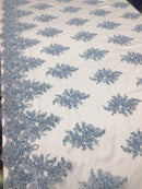 Wedding Bridal  Designs Mesh Lace Fabric Bridal Wedding Blue luxury.Sold ByThe Yard