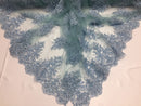 Wedding Bridal  Designs Mesh Lace Fabric Bridal Wedding Blue luxury.Sold ByThe Yard
