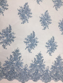 Wedding Bridal  Designs Mesh Lace Fabric Bridal Wedding Blue luxury.Sold ByThe Yard
