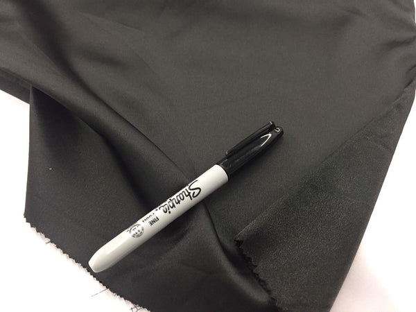 Stretch 60" Charmeuse Satin Fabric - BLACK- Super Soft Silky Satin Sold By The Yard