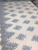 Wedding Bridal  Designs Mesh Lace Fabric Bridal Wedding Blue luxury.Sold ByThe Yard