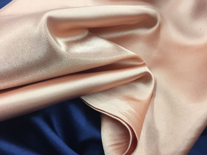 Stretch 60" Charmeuse Satin Fabric - SALMON - Super Soft Silky Satin Sold By The Yard
