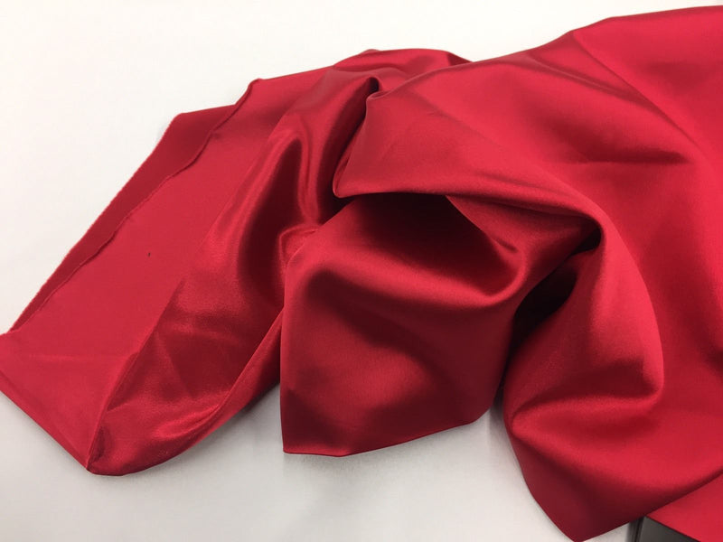 Stretch 60" Charmeuse Satin Fabric - RED - Super Soft Silky Satin Sold By The Yard