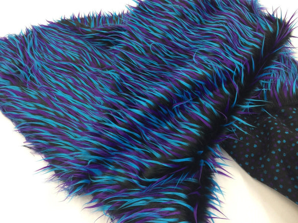 Faux Fur Fabric Two Tone Aqua Blue and Purple Spikes Decoration Soft 60" Wide By The Yard