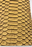 Vinyl Fabric - GOLD Faux Viper Snake Skin Leather Upholstery - 3D Scales - By The Yard