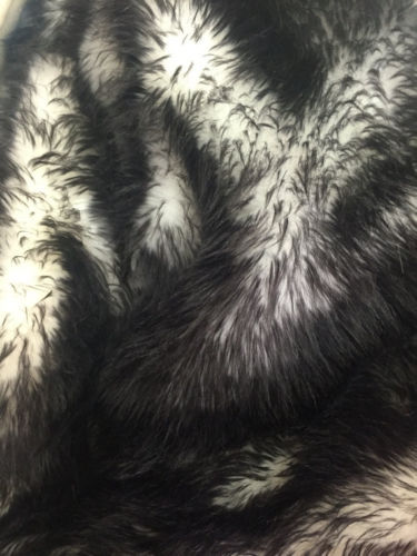 Faux Fur Fabric - Black and Ivory Fake Fur Decoration Soft Furry 60" Wide Sold By The Yard