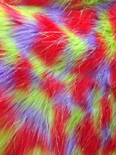 Faux Fur Fabric - Multi-Color Sparkling Fake Fur Decoration Soft Furry Fabric 60" Wide By The Yard