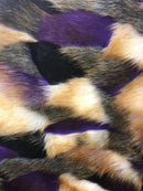 Faux Fur Fabric - Purple / Brown  Multi-Color Decoration Soft Furry Fabric -  60" By The Yard