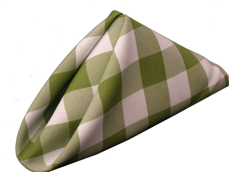 Checkered Napkins - Sage - 15-Inch Polyester Napkins (1-Dozen) Checkered Napkins