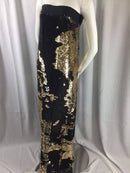 Mermaid Sequins Fabric Reversible 2 Way Stretch Black / Gold Shiny Flip Up Prom-Gown 40 Yards
