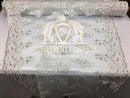 Lace Fabric - Silver  - Corded Flowers Embroidery With Sequins On Mesh Sold By The Yard