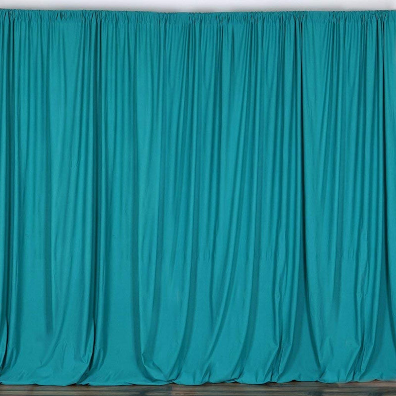5 Feet x 10 Feet - Turquoise Polyester Poplin Backdrop Drape Curtain Photography Event Decor 1 Pair
