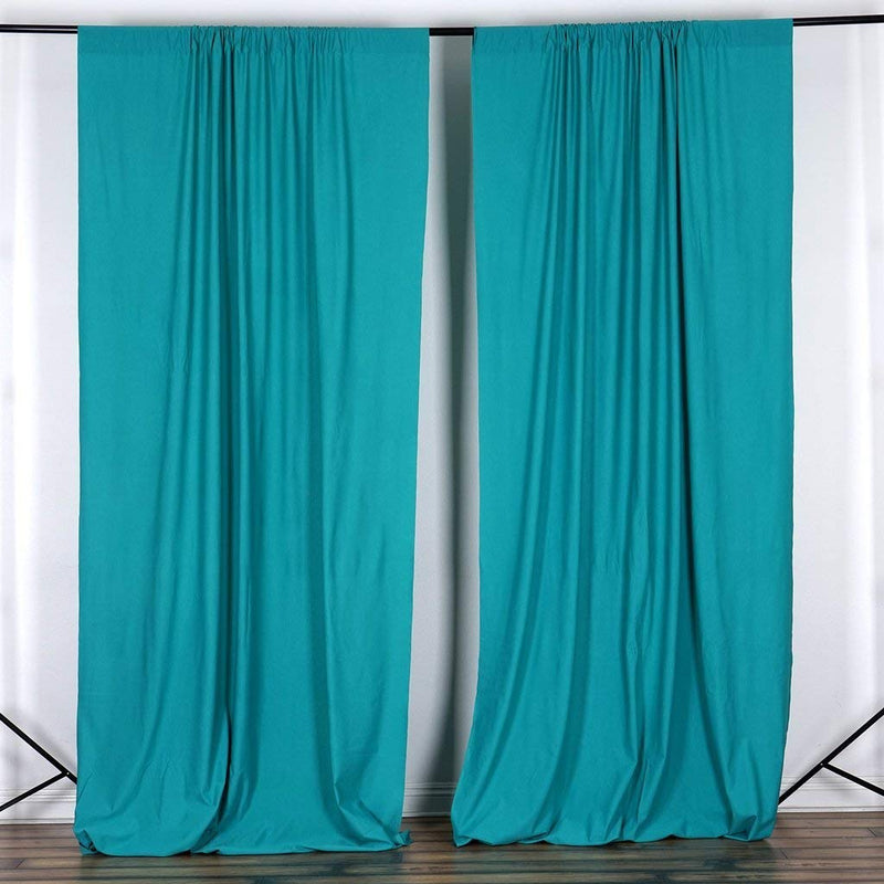 5 Feet x 10 Feet - Turquoise Polyester Poplin Backdrop Drape Curtain Photography Event Decor 1 Pair