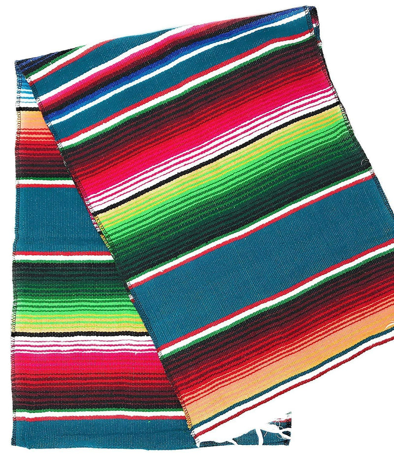 Mexican Sarape - Teal - Table Runner 14" Wide by 84" Long Table Runner/Fiesta Table Runner