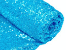 Mini Glitz Sequins -Turquoise - Stretch Shiny Sequins Mesh Fabric Sold By The Yard