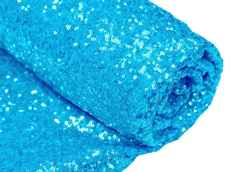 Mini Glitz Sequins -Turquoise - Stretch Shiny Sequins Mesh Fabric Sold By The Yard
