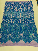 Royalty Sequin Fabric -  4 Way Stretch Royalty Mermaid Design - Pick Color - 25 Yards Roll