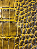 Crocodile Faux Leather Vinyl - Gold - Fabric 3D Scales Vinyl Crocodile Sold By Yard
