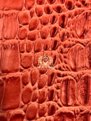 Crocodile Faux Leather Vinyl - Orange - Fabric 3D Scales Vinyl Crocodile Sold By Yard