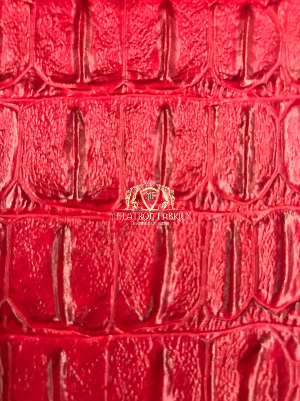Crocodile Faux Leather Vinyl - Red - Fabric 3D Scales Vinyl Crocodile