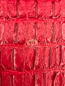 Crocodile Faux Leather Vinyl - Red - Fabric 3D Scales Vinyl Crocodile Sold By Yard